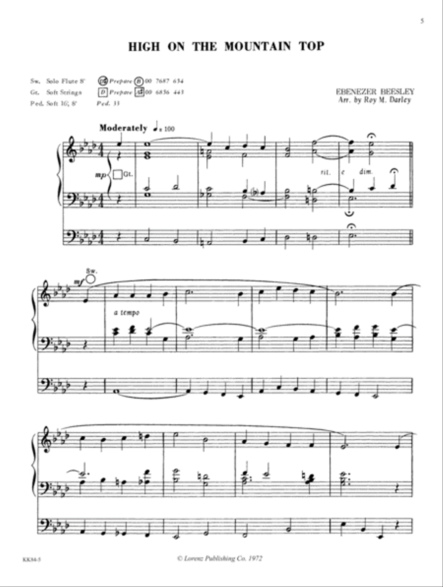Easy Organ Transcriptions of Four Favorite Mormon Hymns, No. 3 (Digital Download Organ scores gallery preview page 5