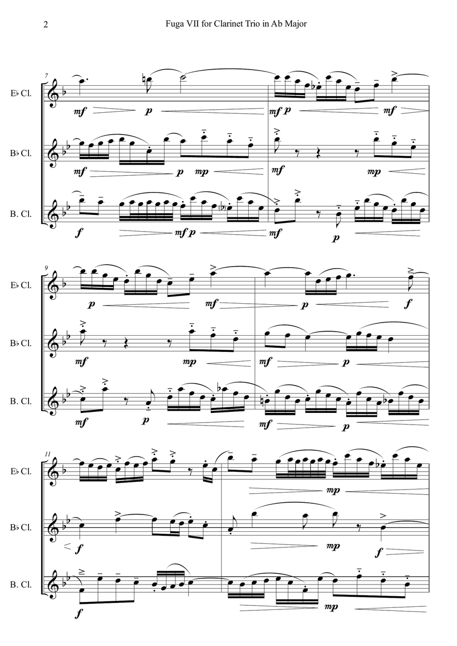 Fuga VII for Clarinet Trio in Ab Major Clarinet Trio scores gallery preview page 2