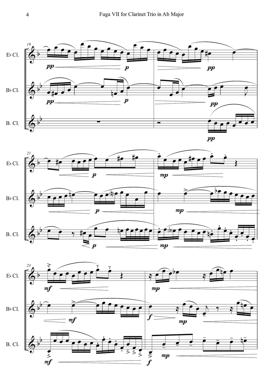 Fuga VII for Clarinet Trio in Ab Major Clarinet Trio scores gallery preview page 4