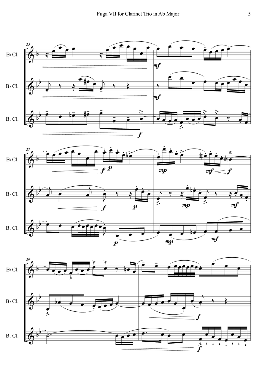 Fuga VII for Clarinet Trio in Ab Major Clarinet Trio scores gallery preview page 5