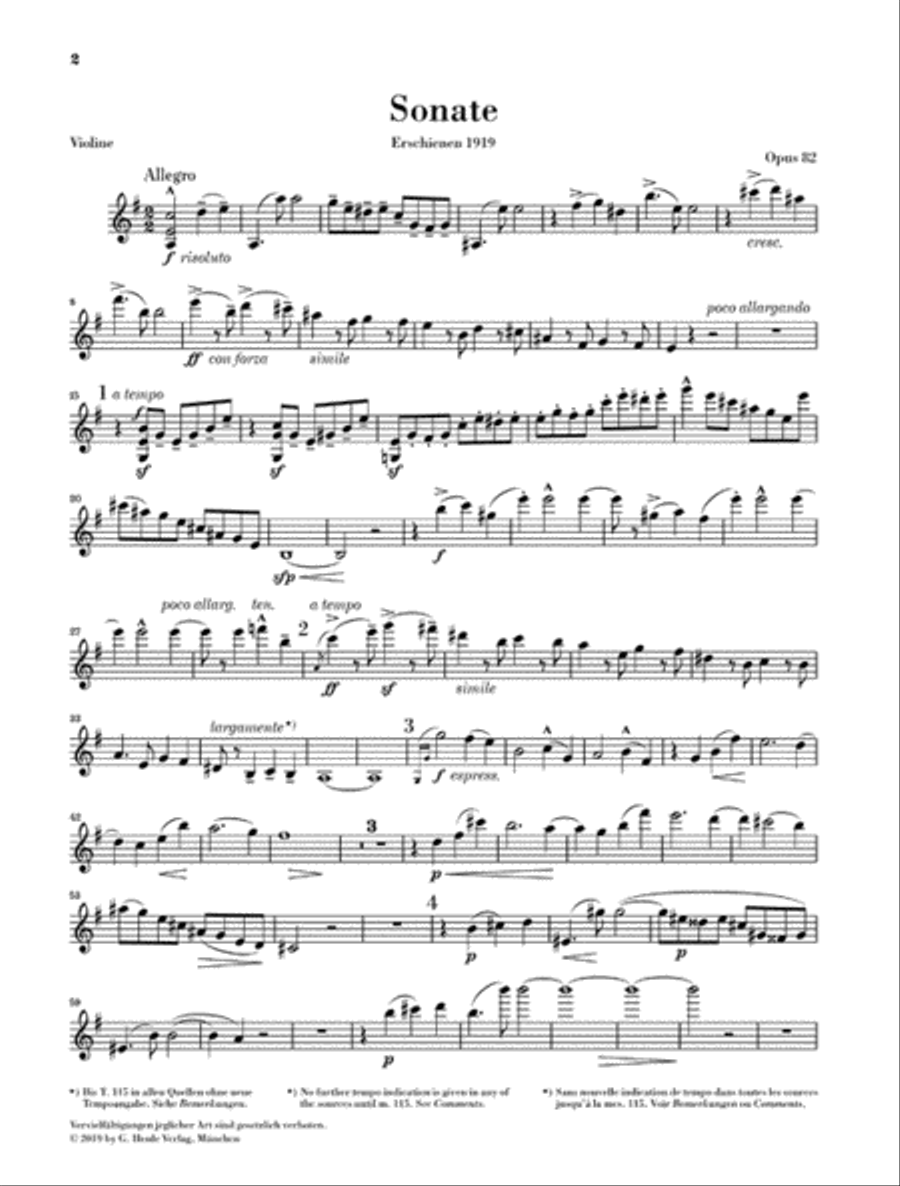 Violin Sonata, Op. 82 Violin Solo scores gallery preview page 4