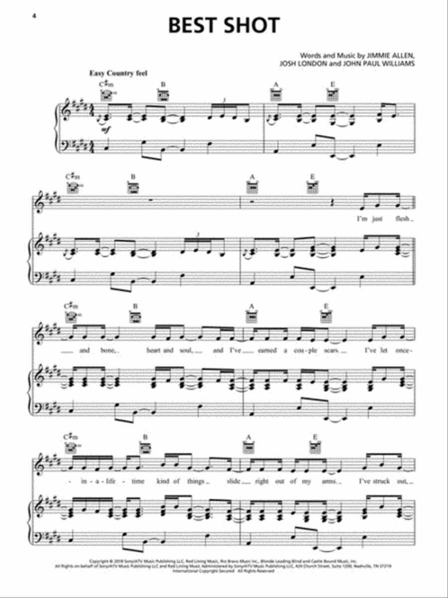 Top Country Hits of 2018-2019 Piano, Vocal, Guitar scores gallery preview page 4