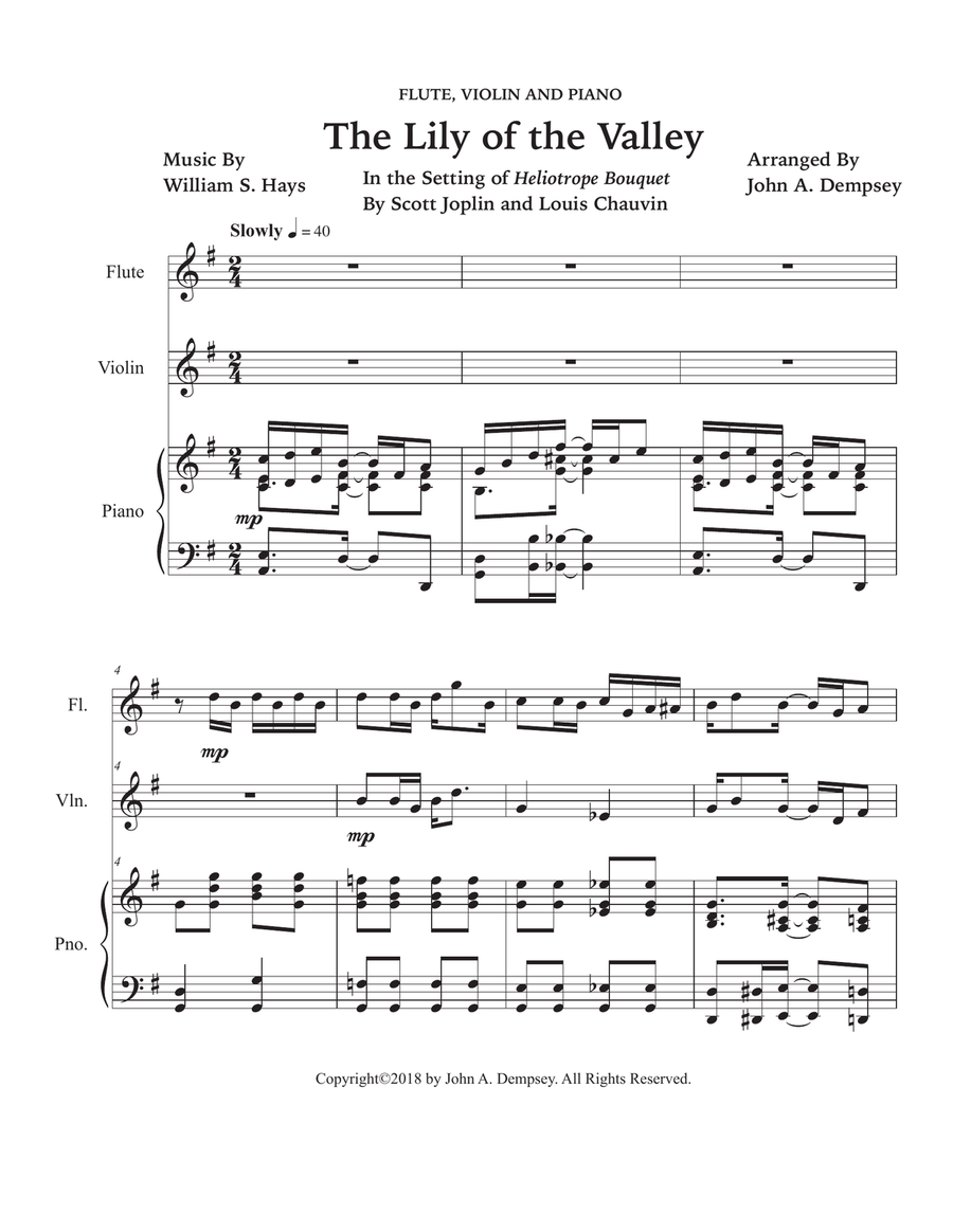 The Lily of the Valley (Trio for Flute, Violin and Piano) Small Ensemble scores gallery preview page 5