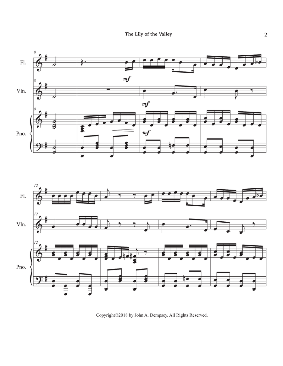 The Lily of the Valley (Trio for Flute, Violin and Piano) Small Ensemble scores gallery preview page 6