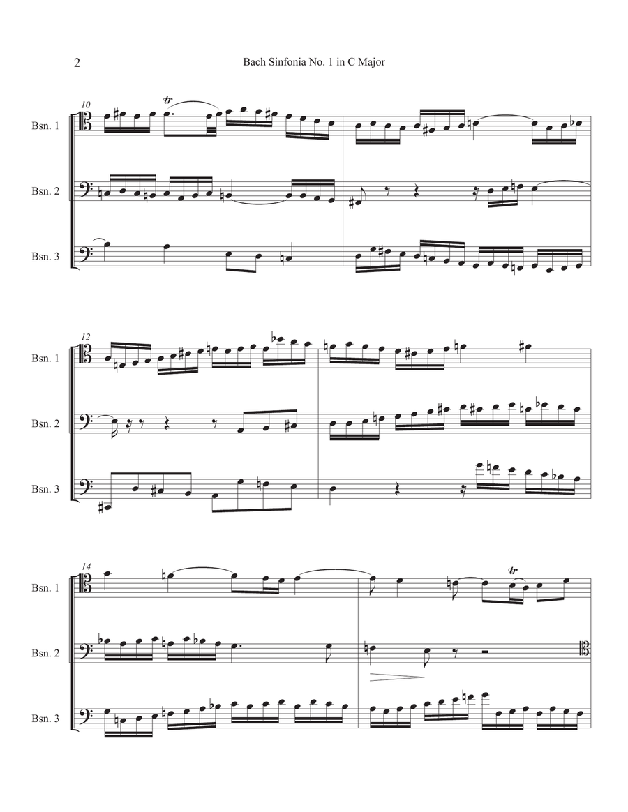 Sinfonia No. 1 in C Major, BWV 787 Woodwind Trio scores gallery preview page 3