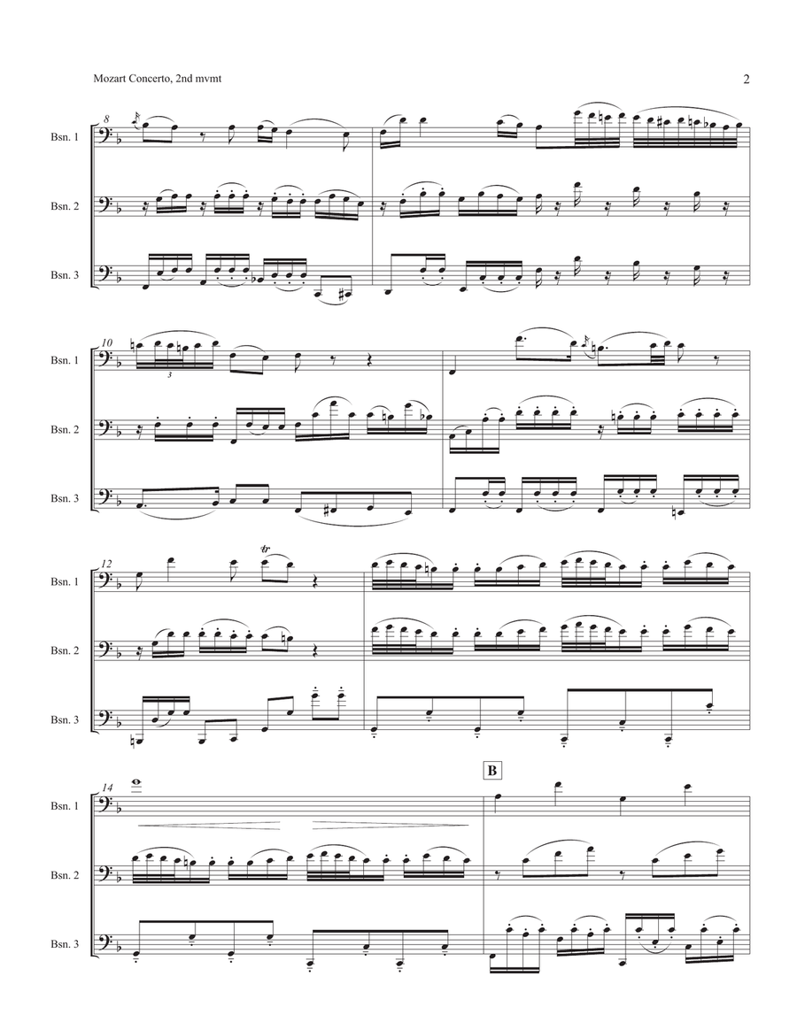 Concerto for Bassoon (2nd movement) Woodwind Trio scores gallery preview page 3