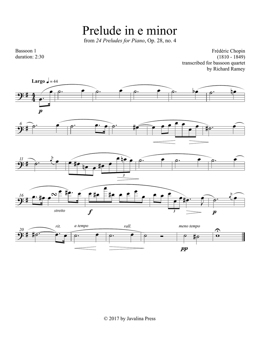 Prelude in e minor Prelude in e minor Woodwind Quartet scores gallery preview page 3