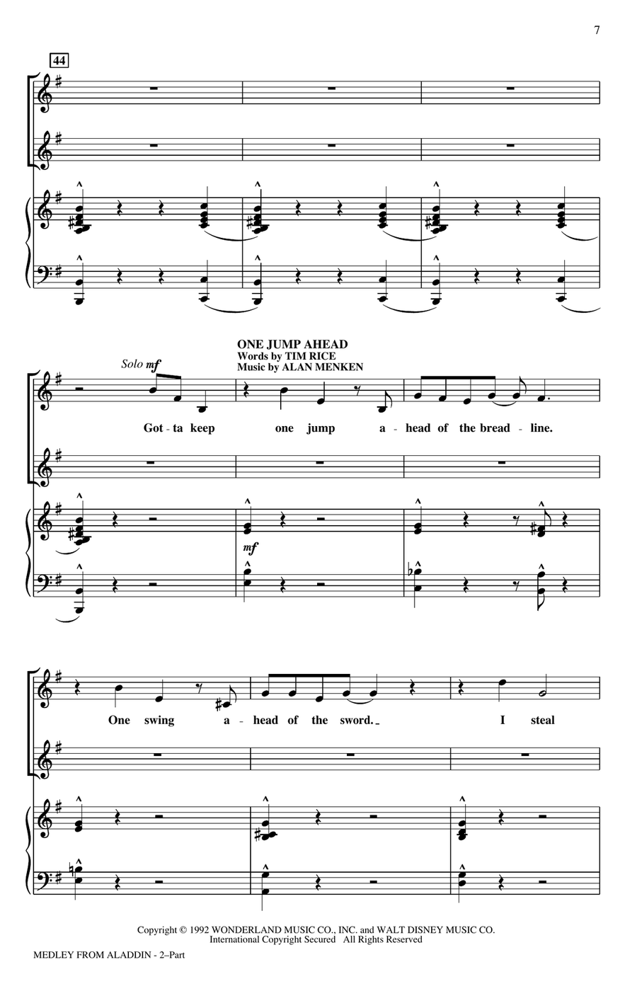 Aladdin (Medley) (from Disney's Aladdin) (arr. Ed Lojeski) 2-Part scores gallery preview page 6