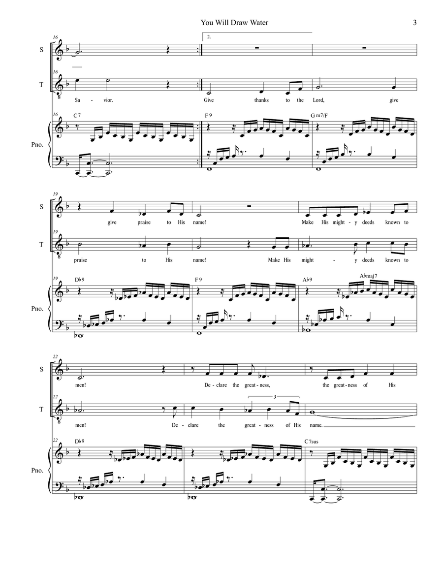 You Will Draw Water (Duet for Soprano and Tenor solo) Tenor Voice scores gallery preview page 3