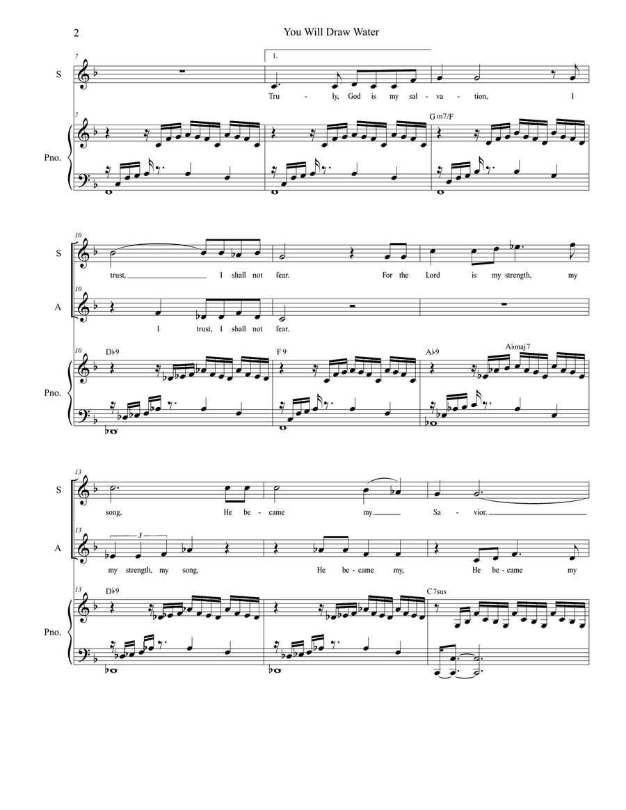 You Will Draw Water (Duet for Soprano and Alto solo) Alto Voice scores gallery preview page 2