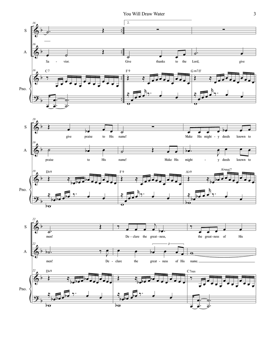 You Will Draw Water (Duet for Soprano and Alto solo) Alto Voice scores gallery preview page 3