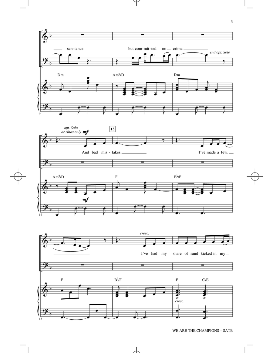 We Are The Champions (arr. Roger Emerson) 4-Part scores gallery preview page 2