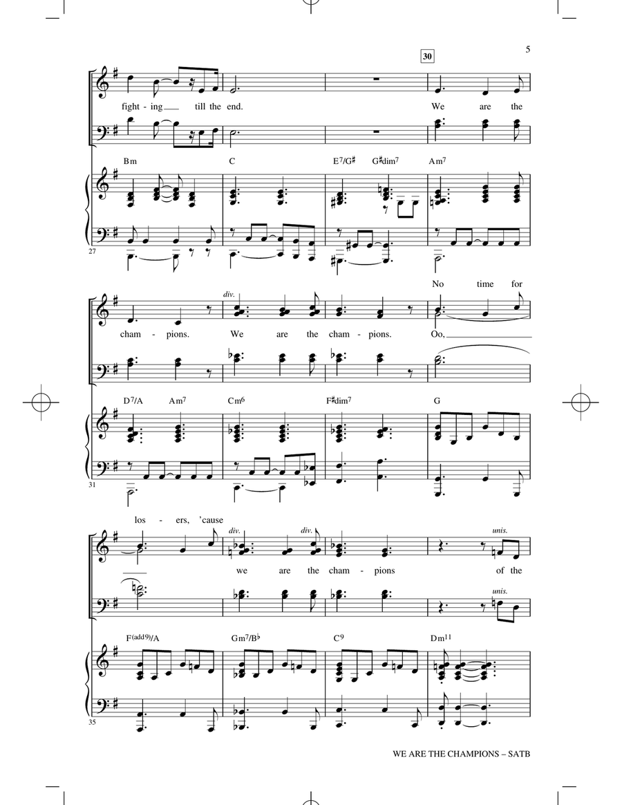We Are The Champions (arr. Roger Emerson) 4-Part scores gallery preview page 4