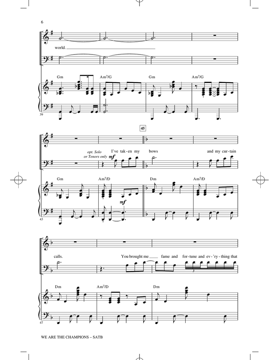 We Are The Champions (arr. Roger Emerson) 4-Part scores gallery preview page 5
