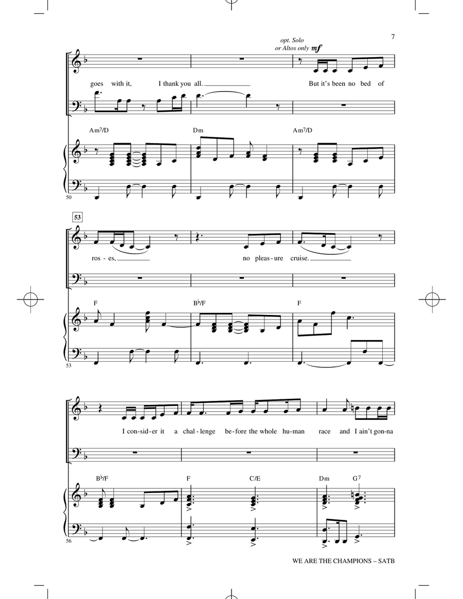 We Are The Champions (arr. Roger Emerson) 4-Part scores gallery preview page 6
