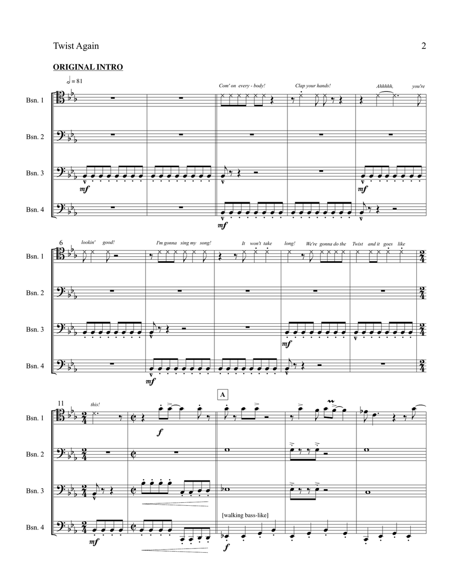 Let's Twist Again Let's Twist Again Woodwind Quartet scores gallery preview page 2