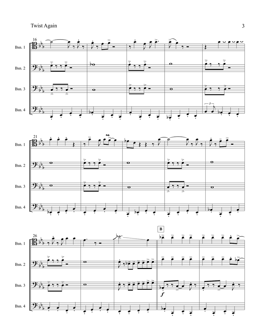 Let's Twist Again Let's Twist Again Woodwind Quartet scores gallery preview page 4