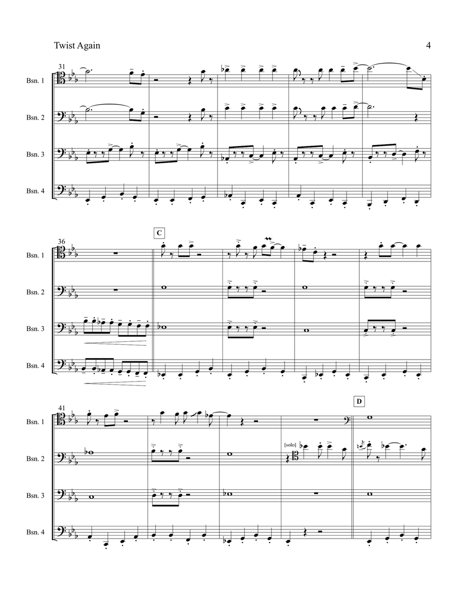 Let's Twist Again Let's Twist Again Woodwind Quartet scores gallery preview page 6