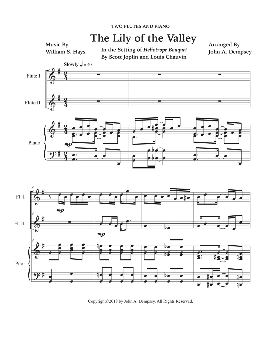 The Lily of the Valley (Trio for Two Flutes and Piano) Woodwind Duet scores gallery preview page 5