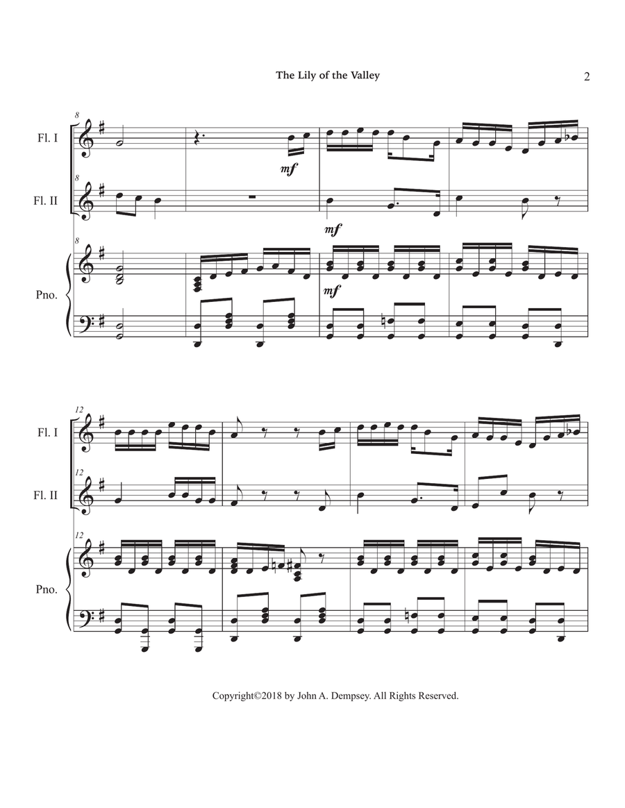 The Lily of the Valley (Trio for Two Flutes and Piano) Woodwind Duet scores gallery preview page 6