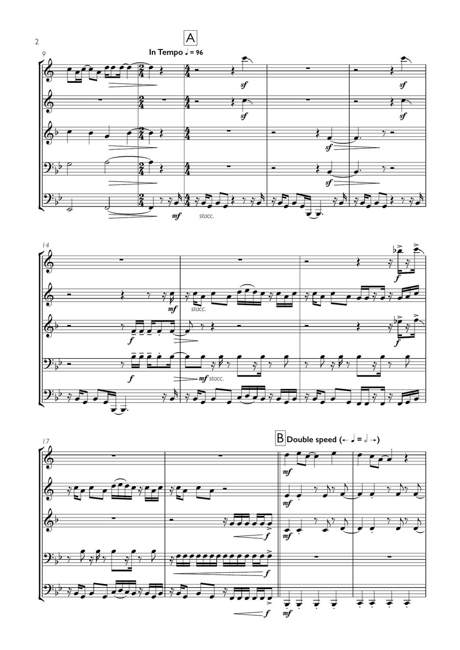 99 Red Balloons (99 Luftballons) Brass Ensemble scores gallery preview page 2