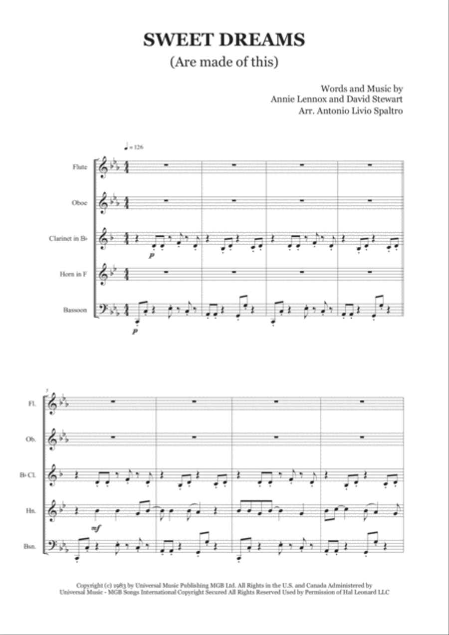Sweet Dreams (Are Made Of This) Woodwind Quintet scores gallery preview page 2