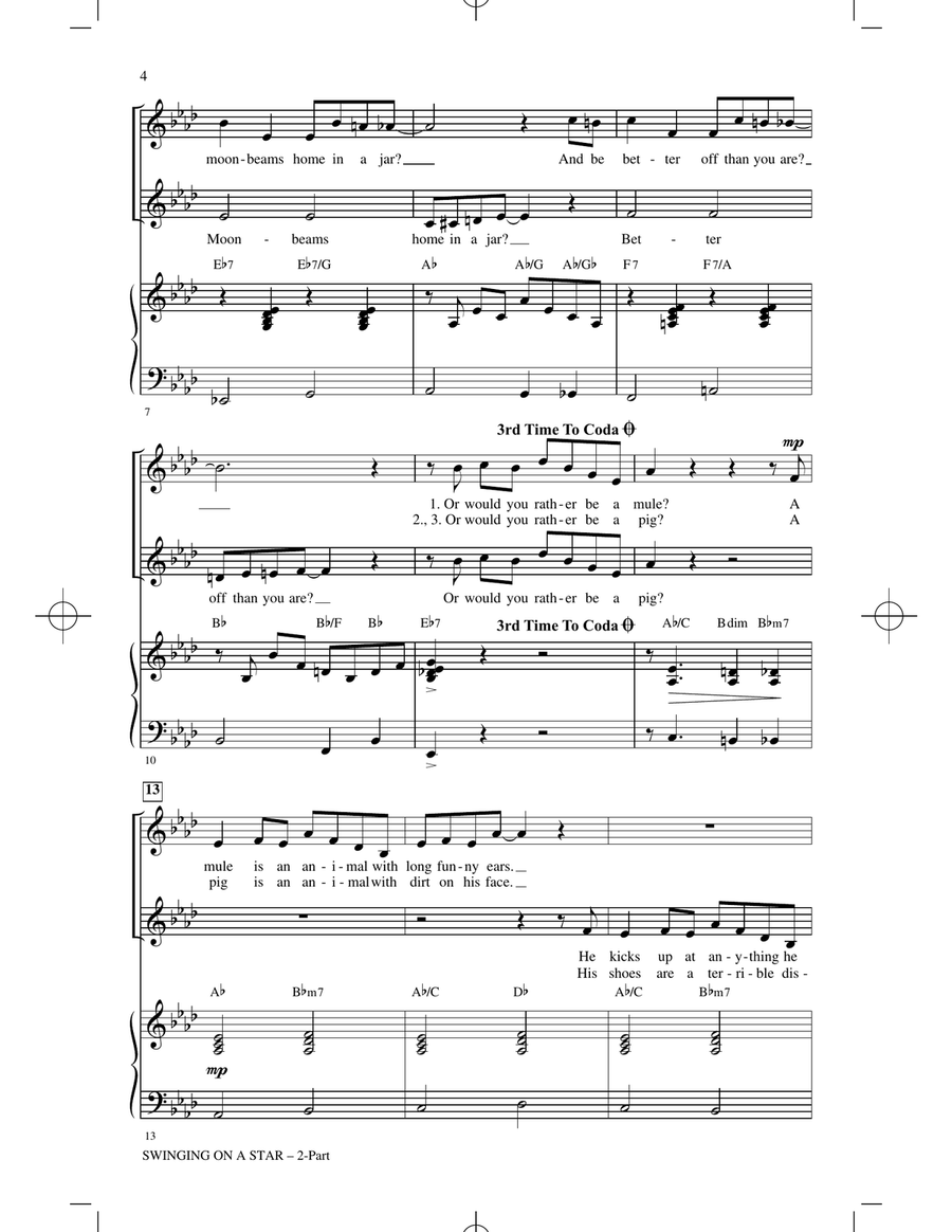 Swinging on a Star (arr. Greg Gilpin) 2-Part scores gallery preview page 2