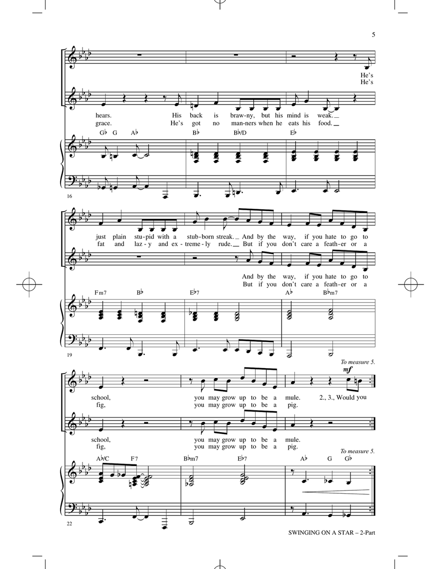 Swinging on a Star (arr. Greg Gilpin) 2-Part scores gallery preview page 3