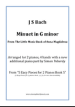 Minuet in G minor (J S Bach) from the little music book of Anna Magdalena, Arr Simon Peberdy