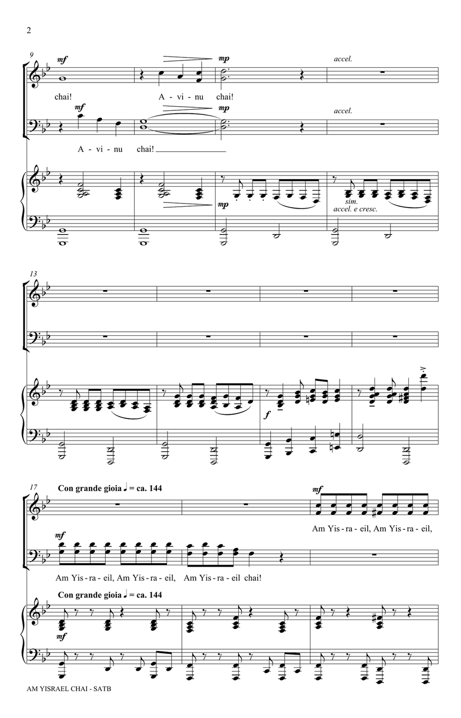 Am Yisrael Chai (arr. Brant Adams) 4-Part scores gallery preview page 2