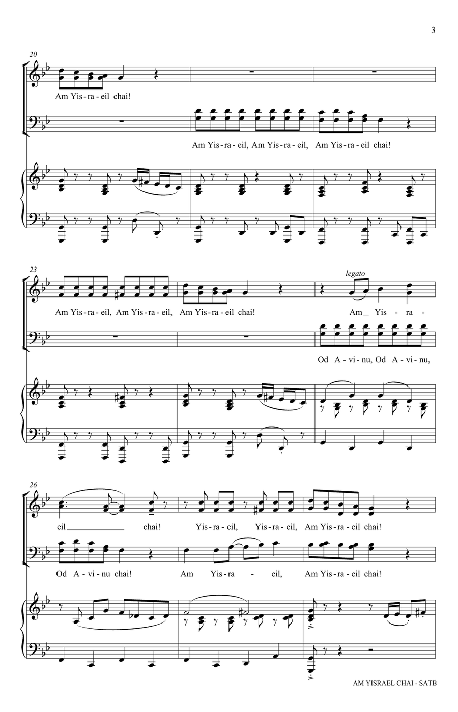 Am Yisrael Chai (arr. Brant Adams) 4-Part scores gallery preview page 3