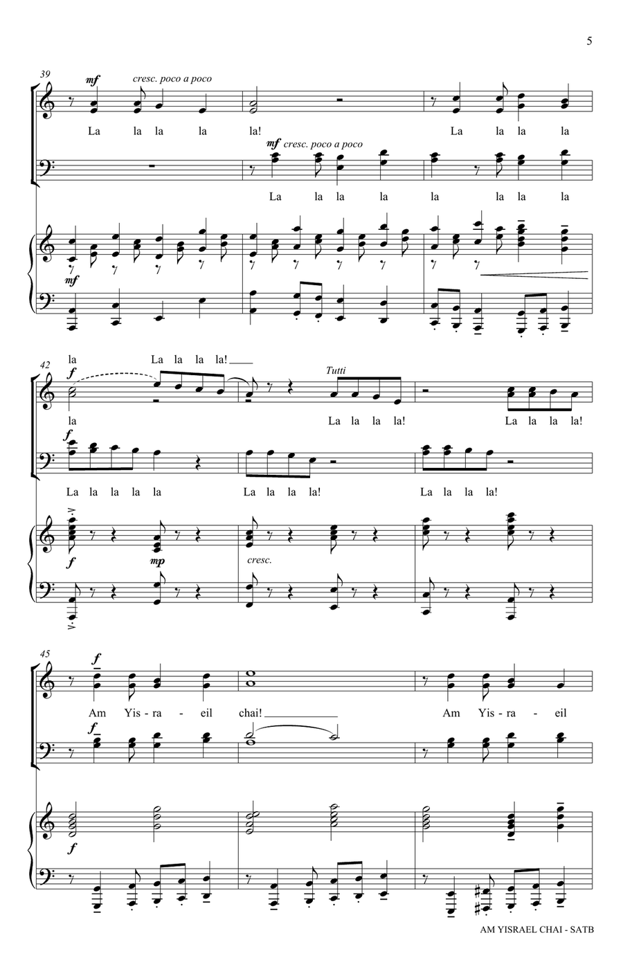 Am Yisrael Chai (arr. Brant Adams) 4-Part scores gallery preview page 5