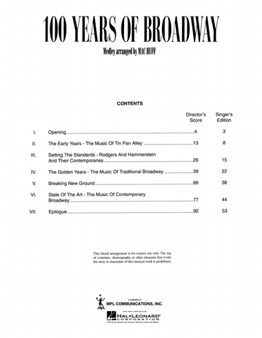 100 Years of Broadway (Medley) (Director's Score)