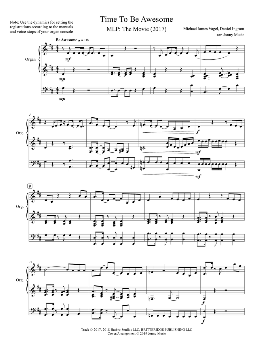 Time To Be Awesome Organ Solo scores gallery preview page 2