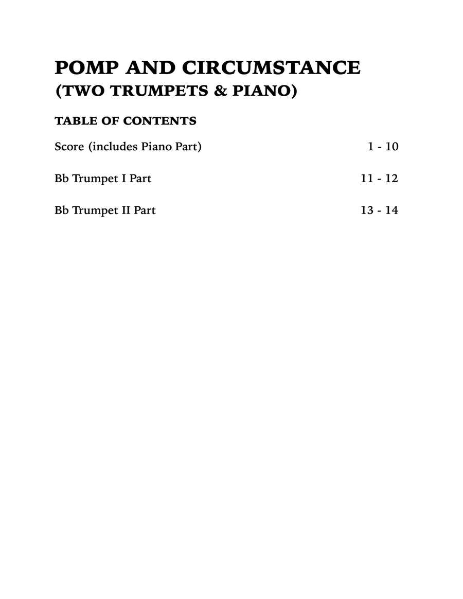 Pomp and Circumstance (Trio for Two Trumpets and Piano) Pomp and Circumstance (Trio for Two Trumpets and Piano) Trumpet Duet scores gallery preview page 4