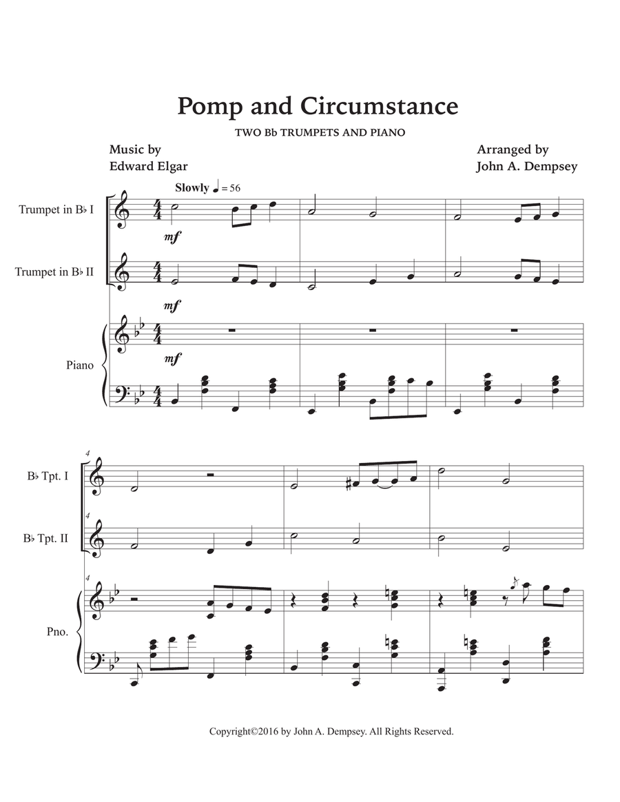 Pomp and Circumstance (Trio for Two Trumpets and Piano) Pomp and Circumstance (Trio for Two Trumpets and Piano) Trumpet Duet scores gallery preview page 5