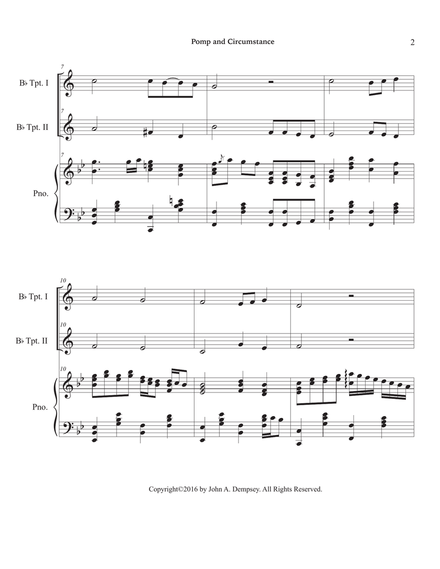 Pomp and Circumstance (Trio for Two Trumpets and Piano) Pomp and Circumstance (Trio for Two Trumpets and Piano) Trumpet Duet scores gallery preview page 6