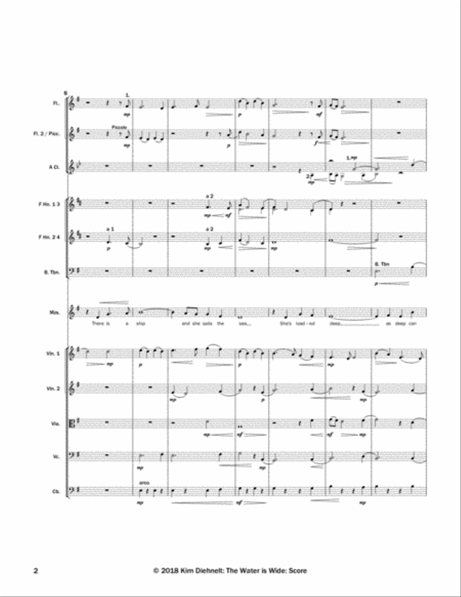 The Water is Wide for mezzo-soprano and orchestra (Arr. Diehnelt) - SCORE Full Orchestra scores gallery preview page 4