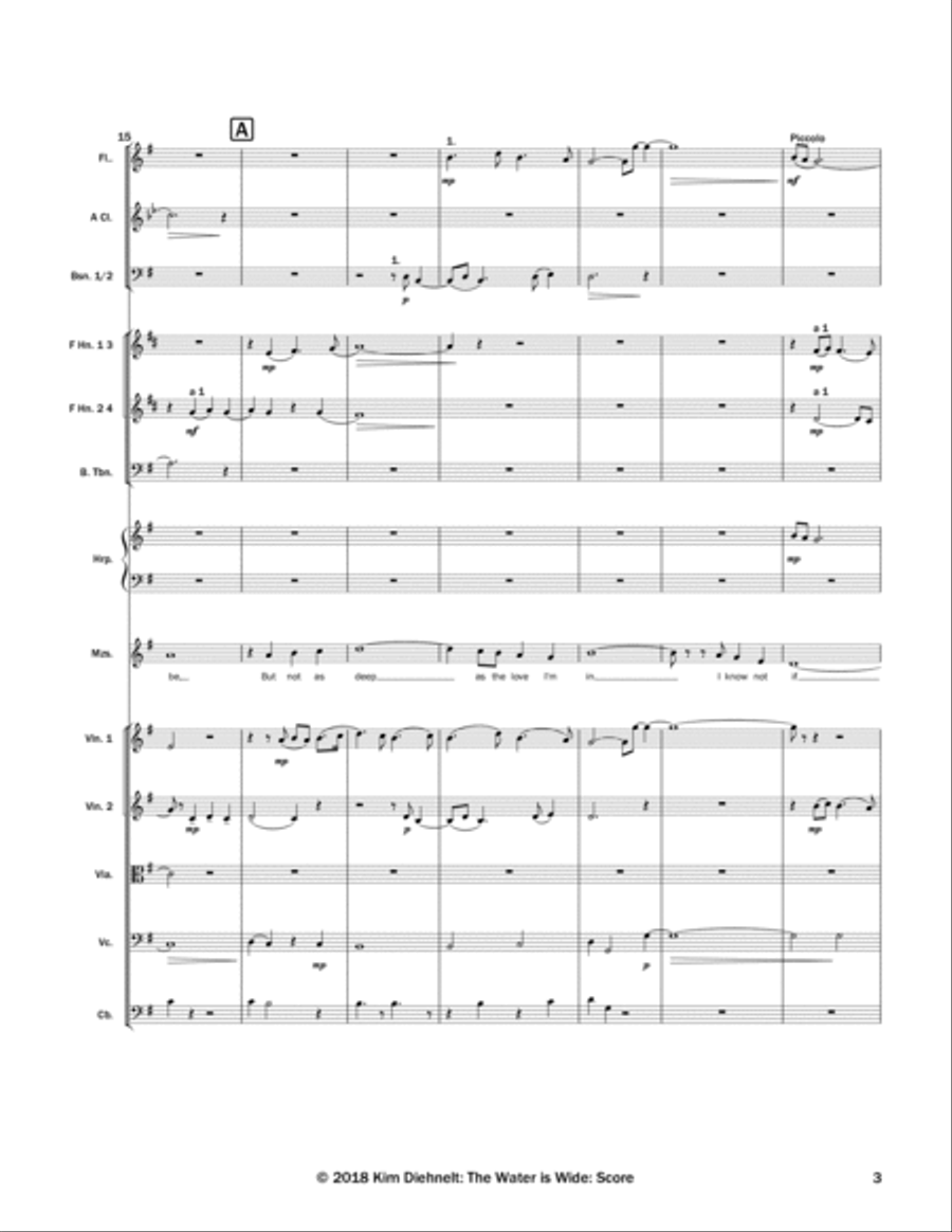The Water is Wide for mezzo-soprano and orchestra (Arr. Diehnelt) - SCORE Full Orchestra scores gallery preview page 5