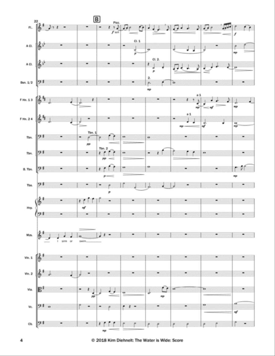 The Water is Wide for mezzo-soprano and orchestra (Arr. Diehnelt) - SCORE Full Orchestra scores gallery preview page 6