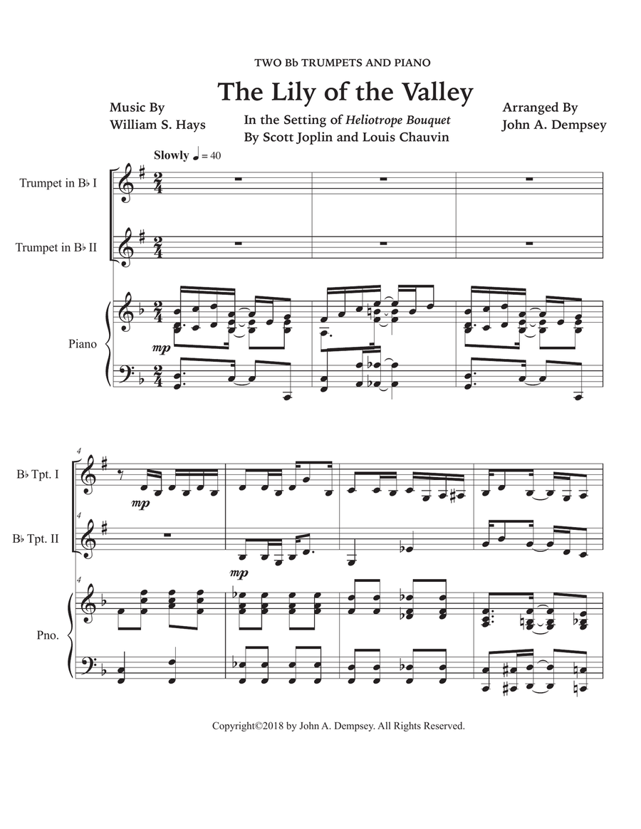 The Lily of the Valley (Trio for Two Trumpets and Piano) Trumpet Duet scores gallery preview page 5