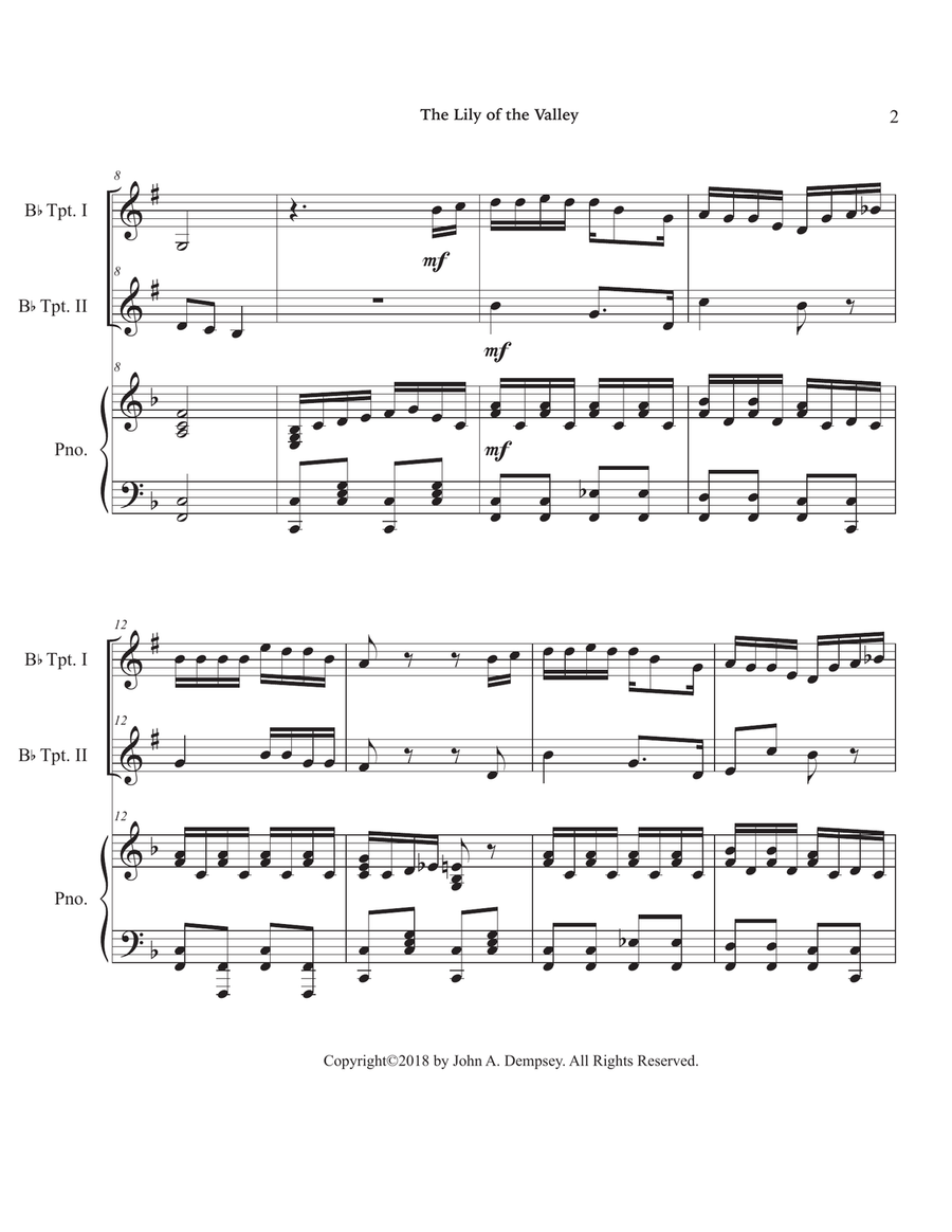 The Lily of the Valley (Trio for Two Trumpets and Piano) Trumpet Duet scores gallery preview page 6