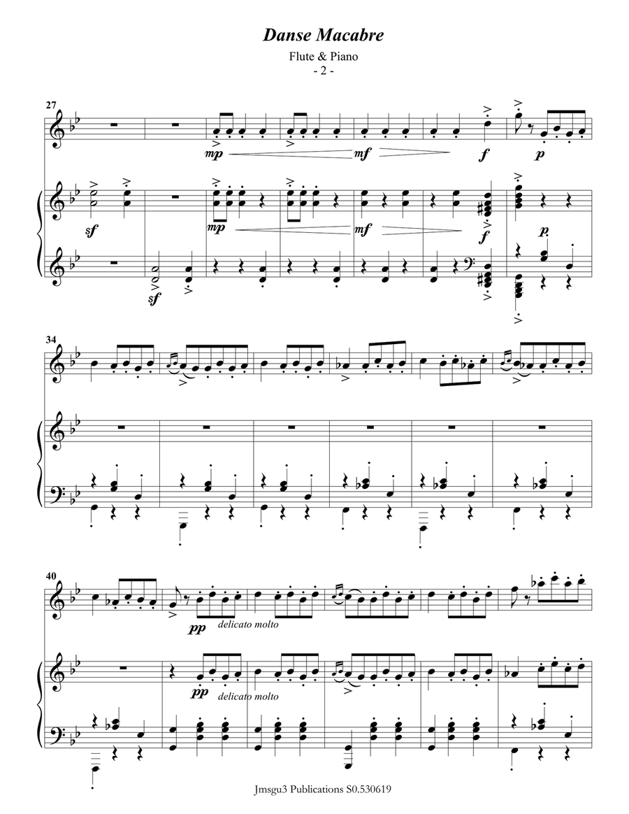 Saint-Saëns: Danse Macabre for Flute & Piano Saint-Saëns: Danse Macabre for Flute & Piano Flute Solo scores gallery preview page 2