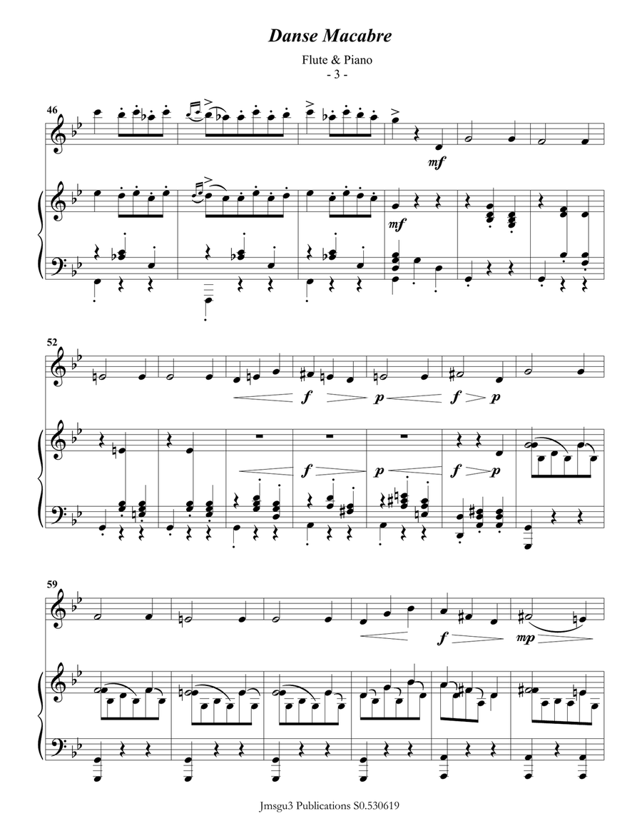 Saint-Saëns: Danse Macabre for Flute & Piano Saint-Saëns: Danse Macabre for Flute & Piano Flute Solo scores gallery preview page 3