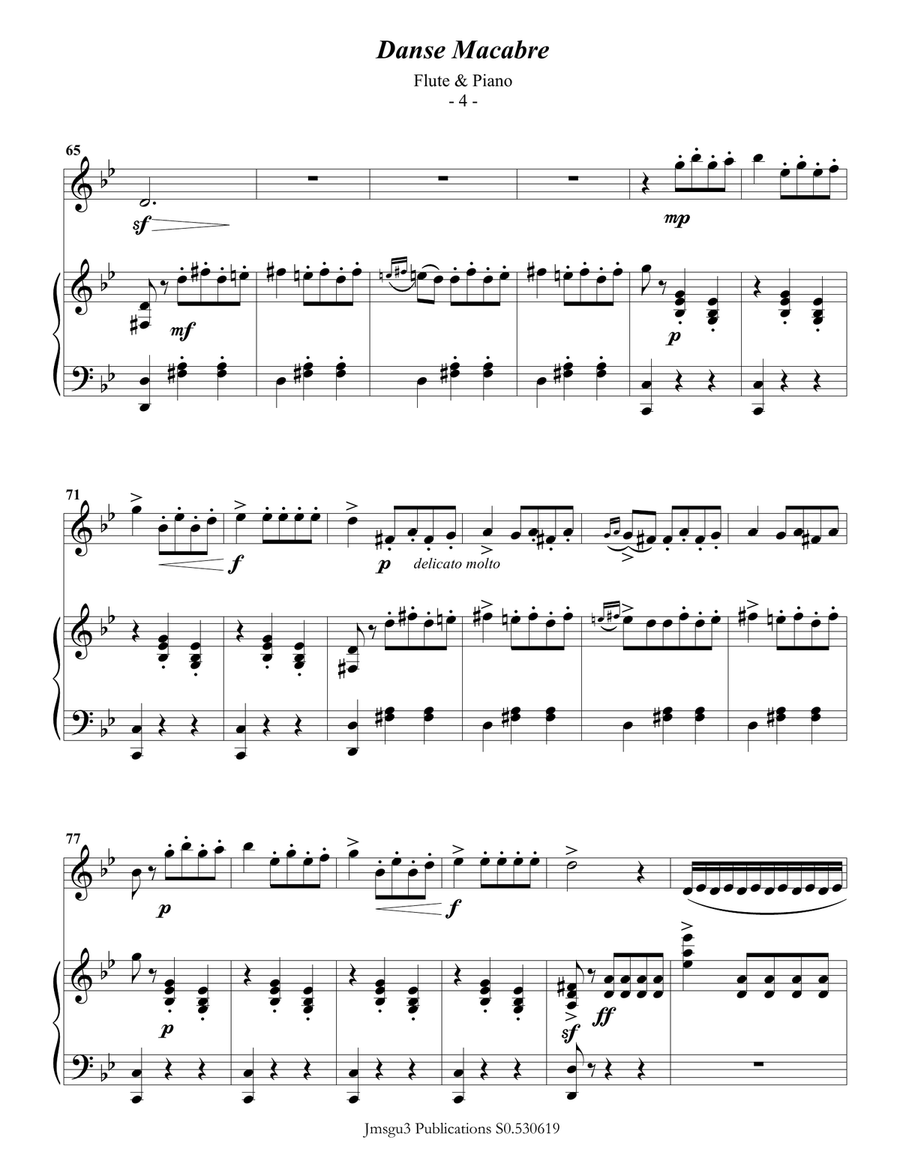 Saint-Saëns: Danse Macabre for Flute & Piano Saint-Saëns: Danse Macabre for Flute & Piano Flute Solo scores gallery preview page 4
