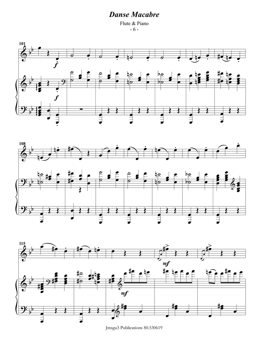 Saint-Saëns: Danse Macabre for Flute & Piano Saint-Saëns: Danse Macabre for Flute & Piano Flute Solo scores gallery preview page 6