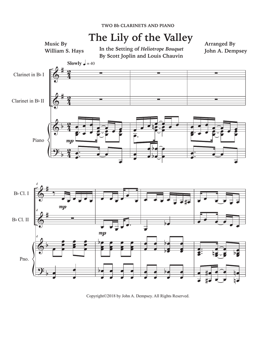 The Lily of the Valley (Trio for Two Clarinets and Piano) Woodwind Duet scores gallery preview page 5