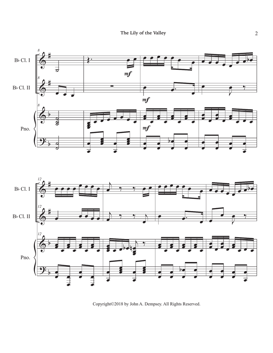 The Lily of the Valley (Trio for Two Clarinets and Piano) Woodwind Duet scores gallery preview page 6