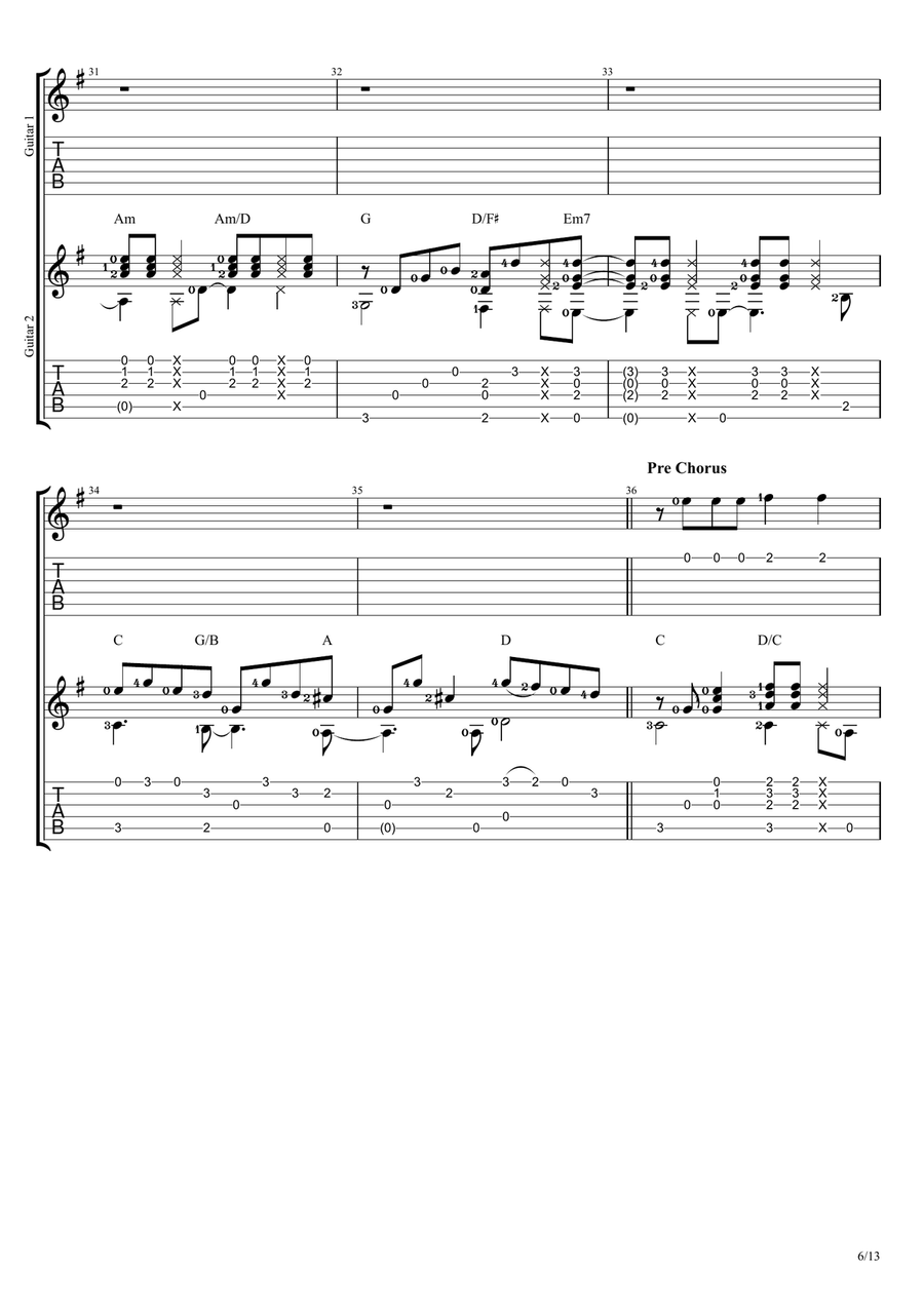 Karena Kutahu Engkau Begitu (kkeb) Guitar Tablature scores gallery preview page 6