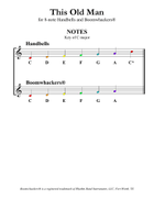 This Old Man (for 8-note Bells and Boomwhackers with Color Coded Notes) Handbell Choir scores gallery preview page 3